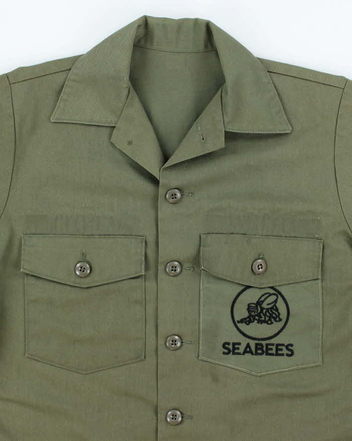 70s Vintage US Navy Seabees Dura-Press Utility Shirt - X-Large - Image 3