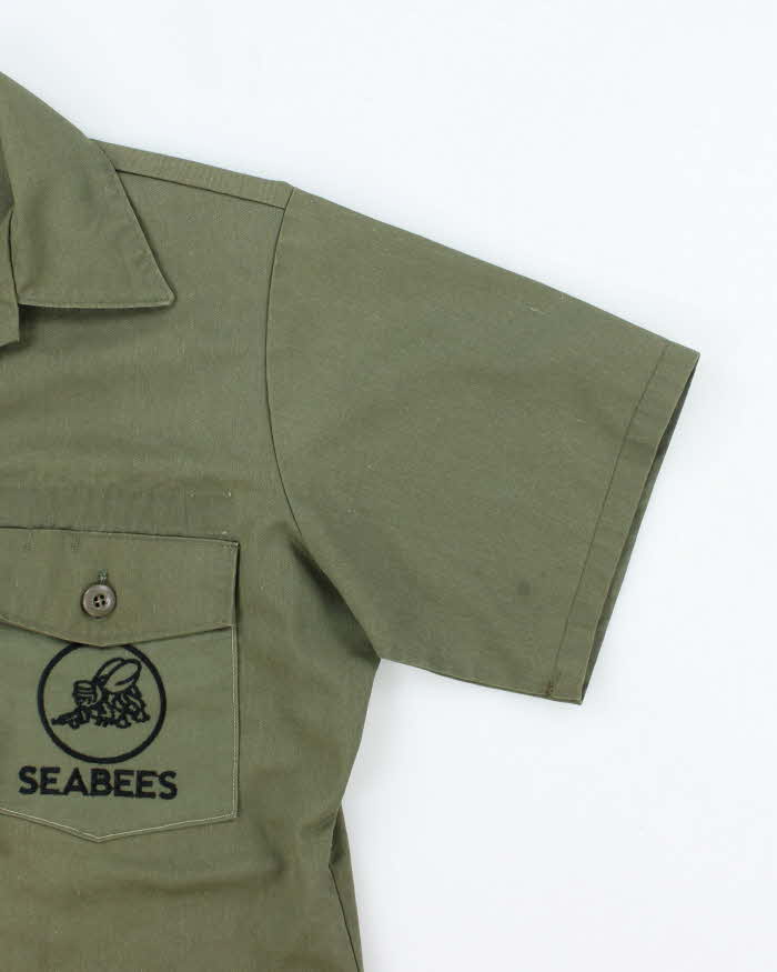 70s Vintage US Navy Seabees Dura-Press Utility Shirt - X-Large - Image 4