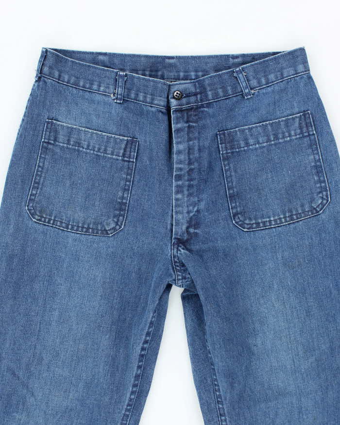 80s Vintage US Navy Denim Bell Bottom Jeans - 30x29 - Image 3