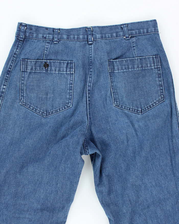 80s Vintage US Navy Denim Bell Bottom Jeans - 30x29 - Image 4