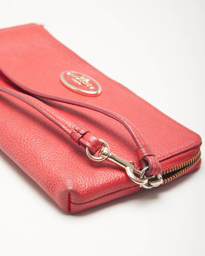 Coach Red Leather Clutch Purse Bag - Image 4