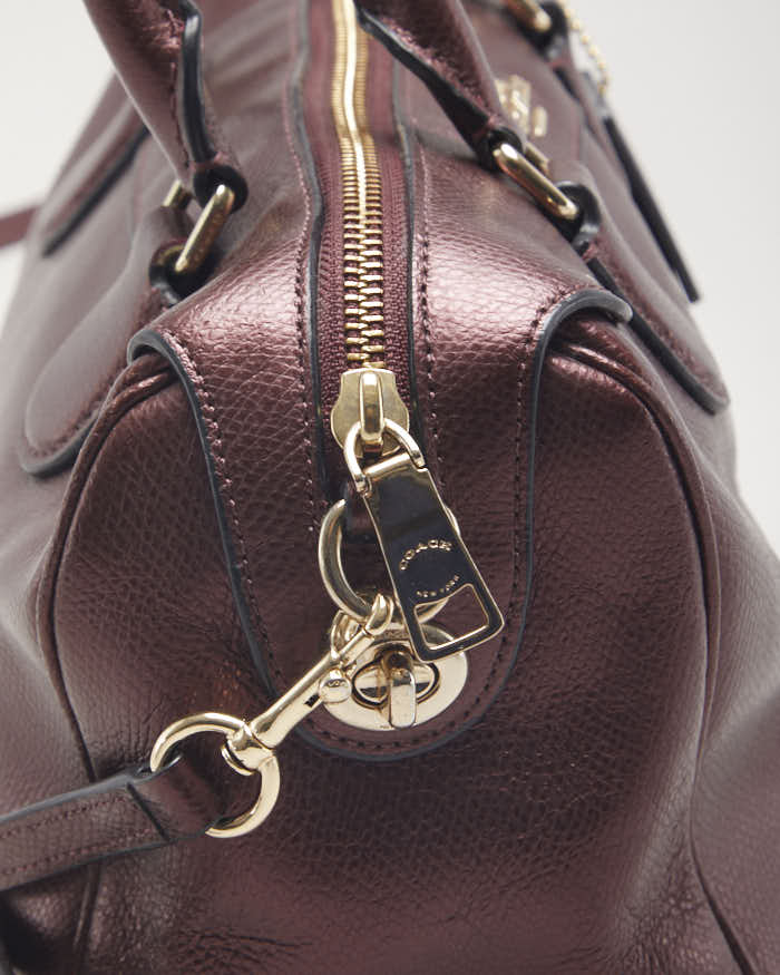 Coach Red Metallic Leather Crossbody Bag - Image 4