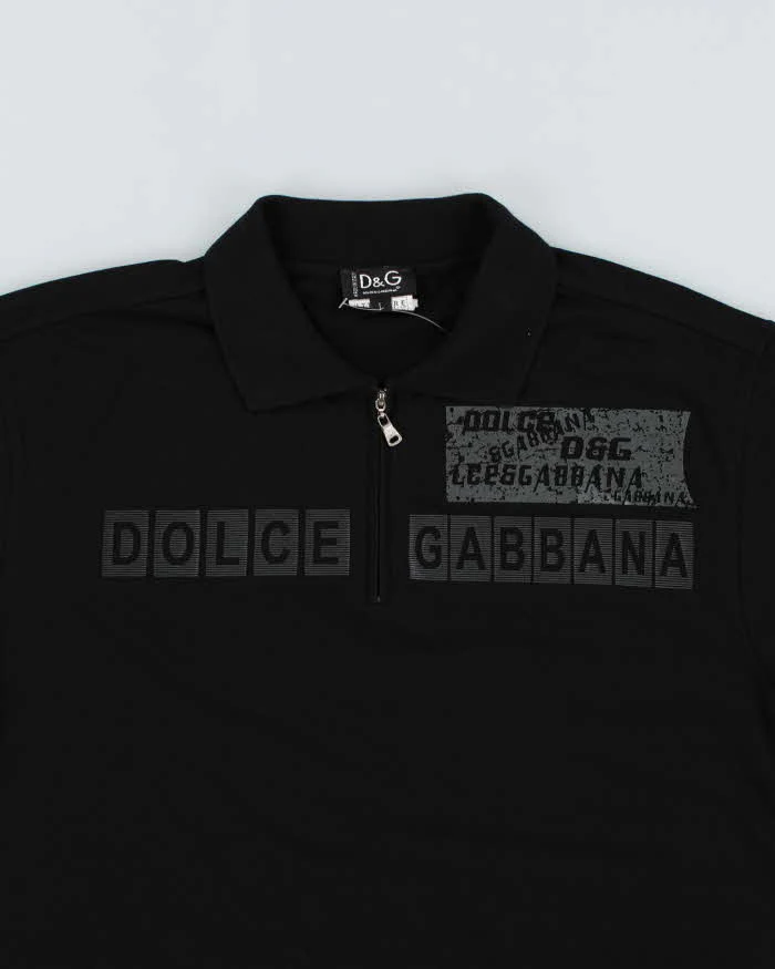 Dolce & Gabbana Black Zip Up Polo Shirt - L - Image 3