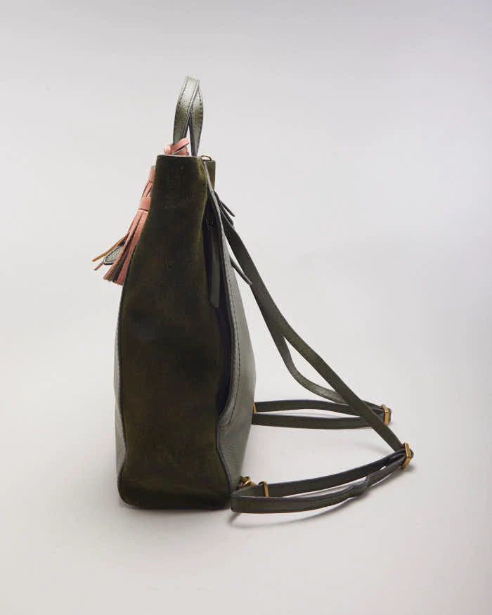 Fossil Green Leather Backpack - Image 3