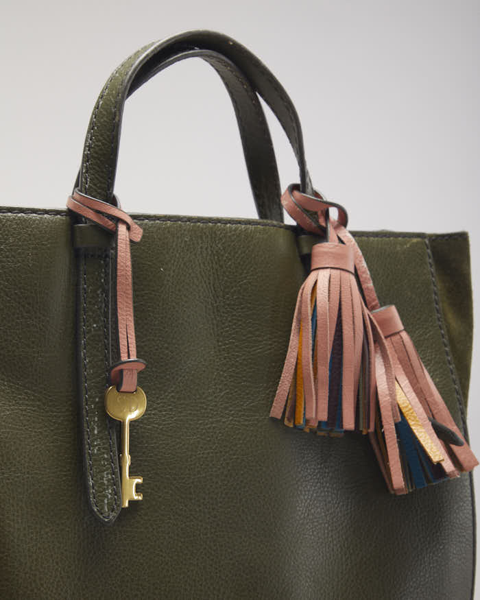 Fossil Green Leather Backpack - Image 4