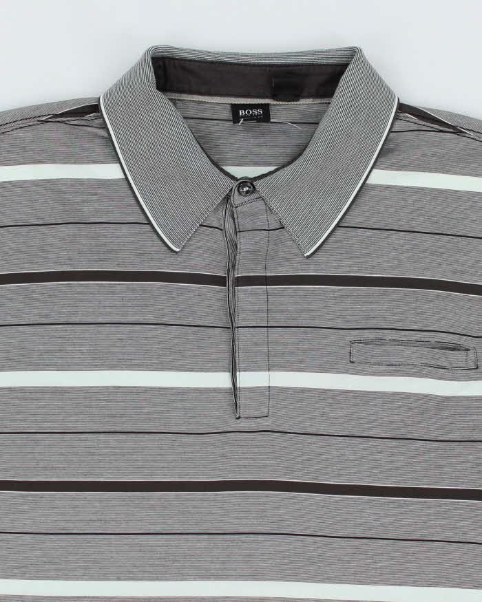 Hugo Boss Grey Stripe Polo Shirt - XL - Image 3