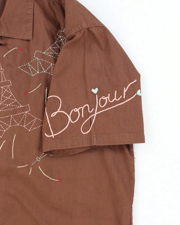 Kidney Bean Brown Embroidered Shirt - L - Image 4