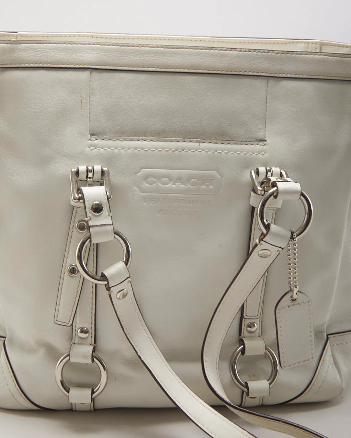 Vintage 00s Coach Ivory Gallery Leather Tote Bag - Image 3