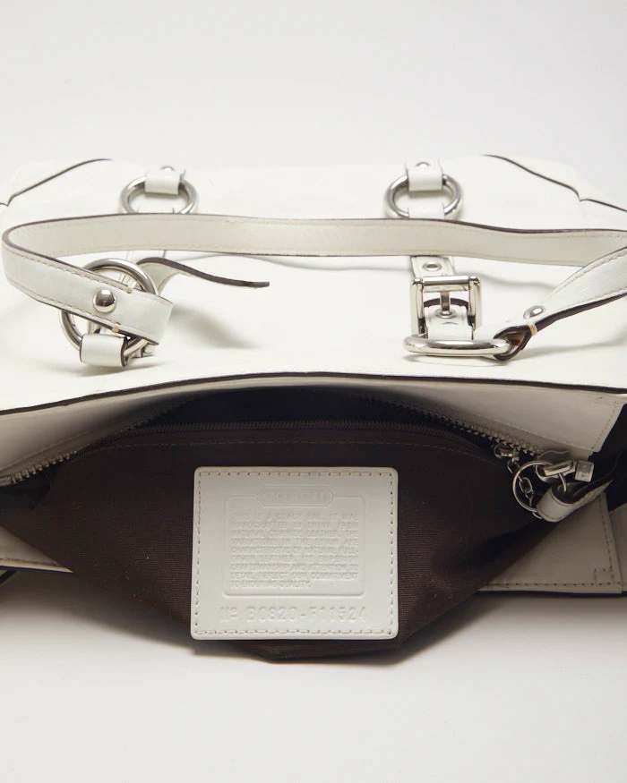Vintage 00s Coach Ivory Gallery Leather Tote Bag - Image 4