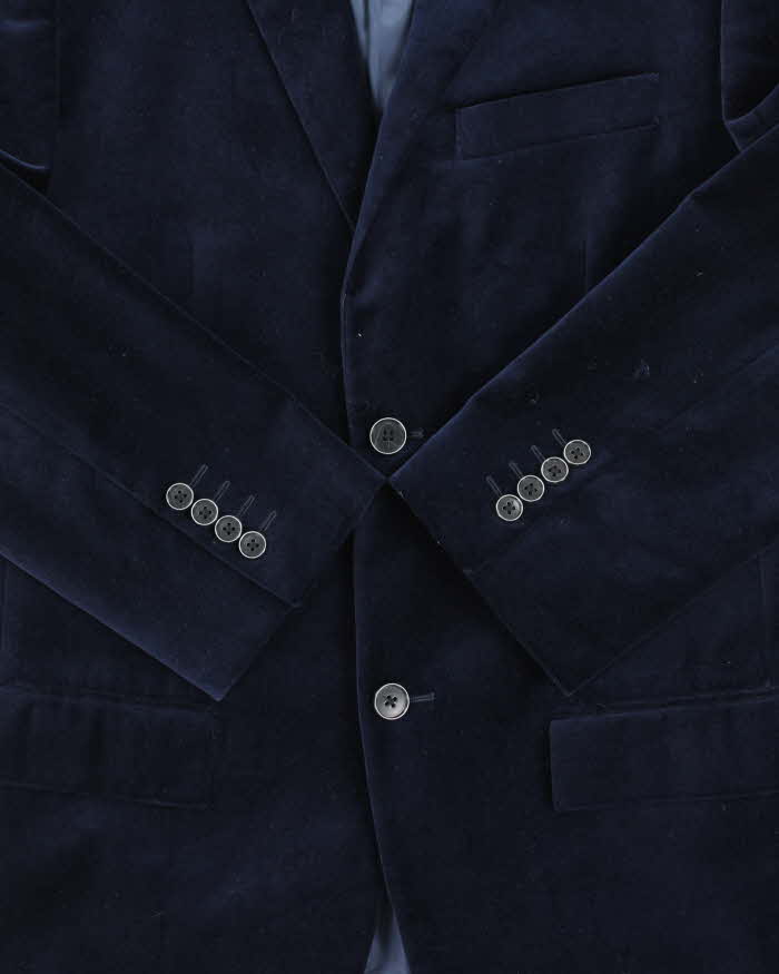 Vintage 00s Nautica Navy Velvet Single Breasted Blazer - M - Image 4