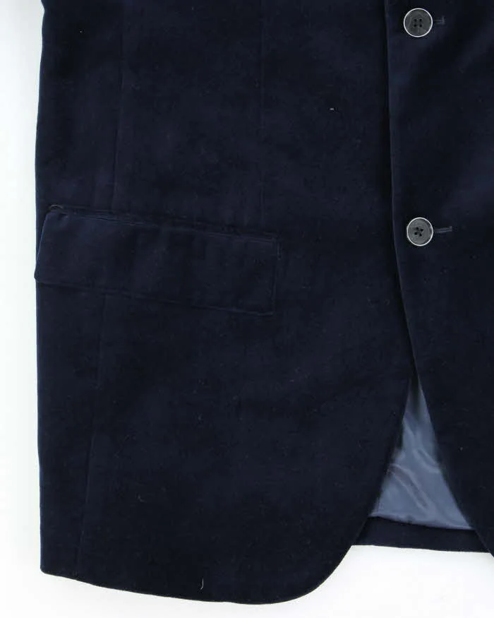 Vintage 00s Nautica Navy Velvet Single Breasted Blazer - M - Image 5