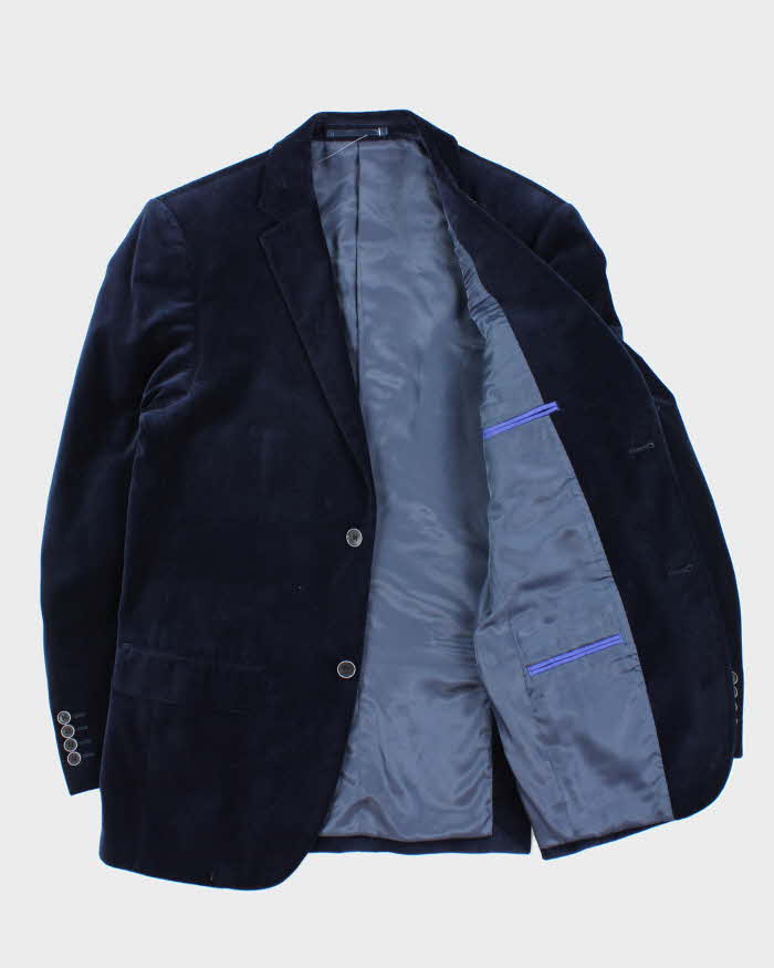Vintage 00s Nautica Navy Velvet Single Breasted Blazer - M - Image 7