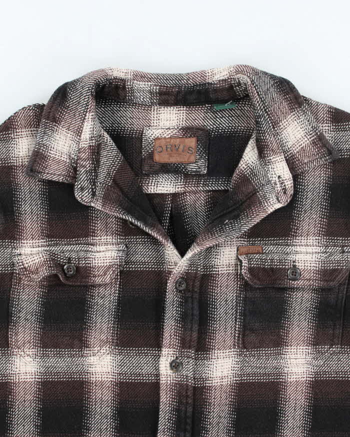 Vintage 2000's Orvis Brown Plaid Heavyweight Shirt - L - Image 3