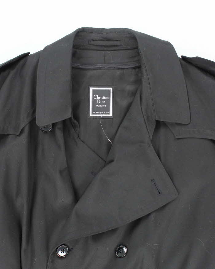 Vintage 80's Christian Dior Wool Blend lined Long Overcoat - XL - Image 3