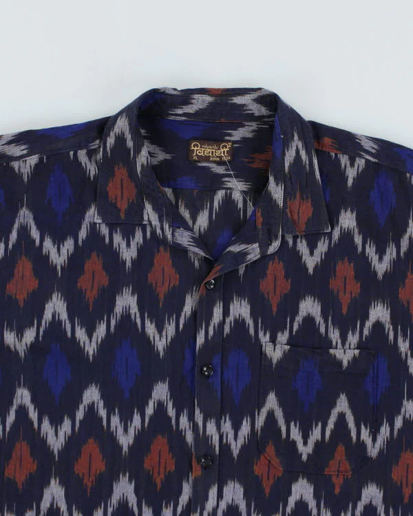 Vintage 80's Patterned Short Sleeve Shirt - XL - Image 3