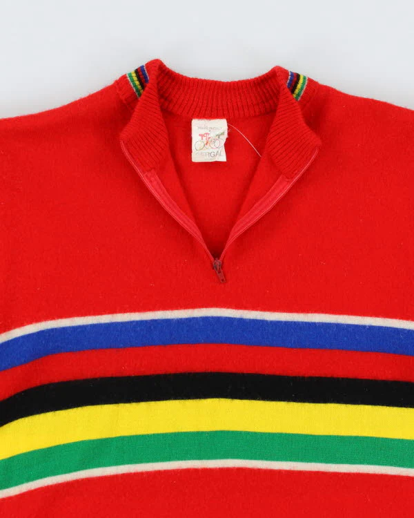 Vintage 80s Wool Short Sleeve Cycling Jumper - S - Image 3
