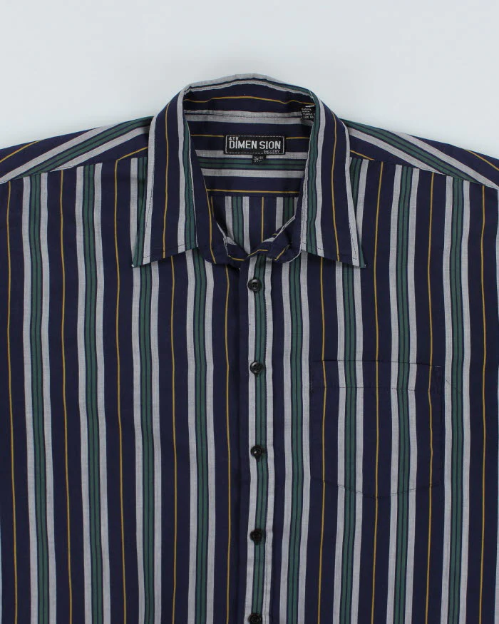 Vintage 90s 4th Dimension Striped Short Sleeve Shirt - XL - Image 3
