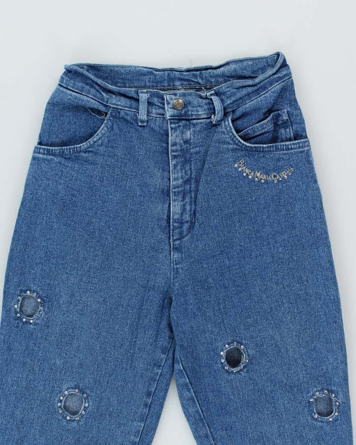 Vintage 90s Bianca Maria Casellie Rhinestone Denim Jeans - W26 L27 - Image 3