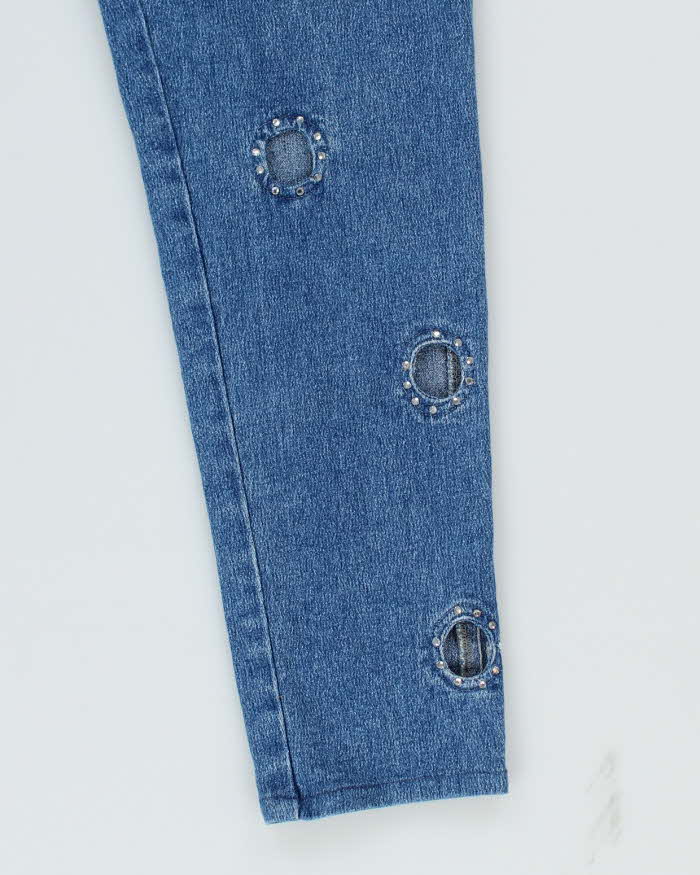 Vintage 90s Bianca Maria Casellie Rhinestone Denim Jeans - W26 L27 - Image 4