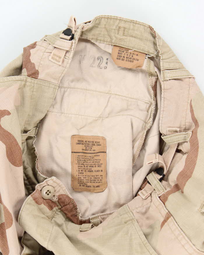 Vintage 90's Desert Camo Military Cargo Trousers - W26 L27 - Image 5