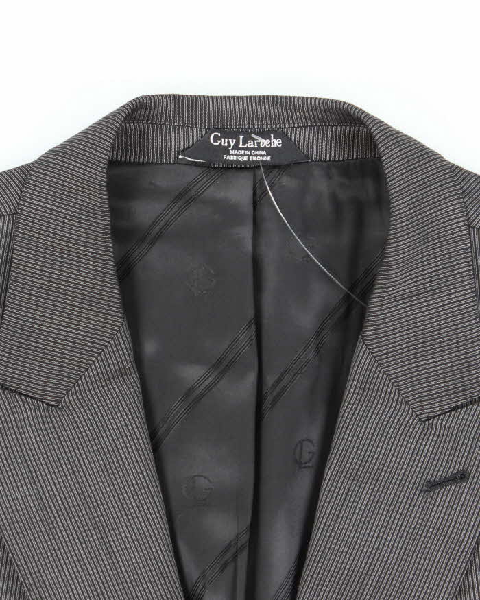 Vintage 90's Guy Laroche Fine Striped Suit Jacket - L - Image 5