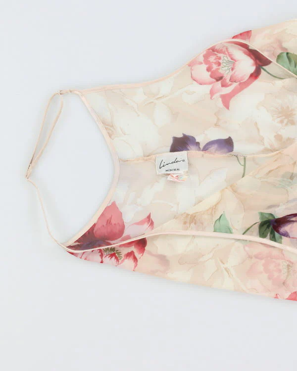 Vintage 90s Linda Sheer Floral Slip Dress - M - Image 3