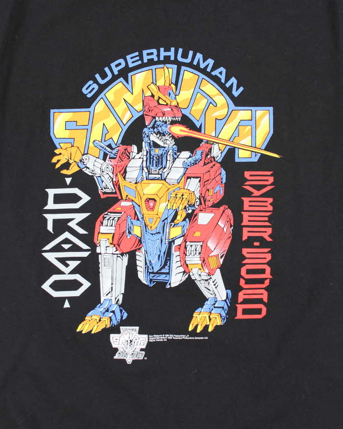 Vintage 90s Super Human Samurai Syber-Squad Single Stitch T-shirt - L - Image 3