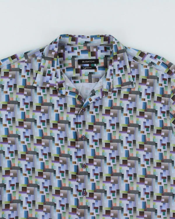 Vintage Bugatchi Pattern Long Sleeve Shirt - XL - Image 3