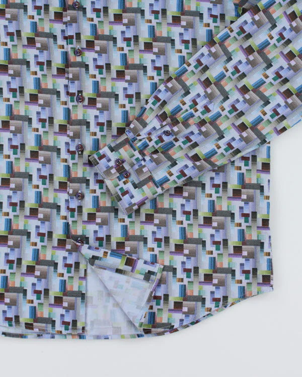 Vintage Bugatchi Pattern Long Sleeve Shirt - XL - Image 4