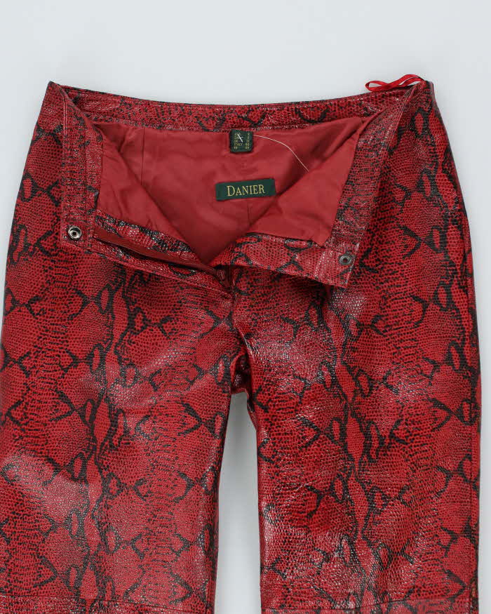 Vintage Danier Snake Print Leather Trousers - W30 - Image 3