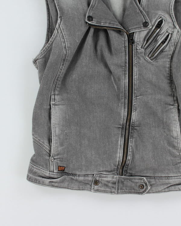 Vintage G-Star Raw Sleeveless Grey Denim Zip Jacket - M - Image 4