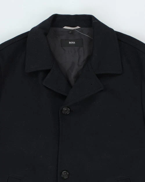 Vintage Hugo Boss Navy Overcoat - L - Image 3