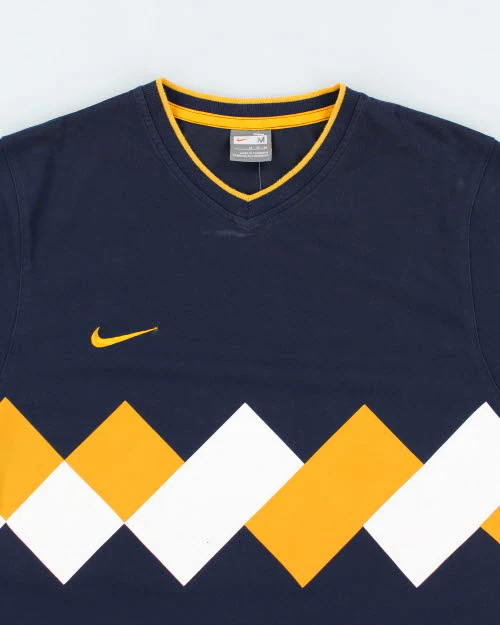 Vintage Nike Patterned V-Neck T-Shirt - M - Image 3