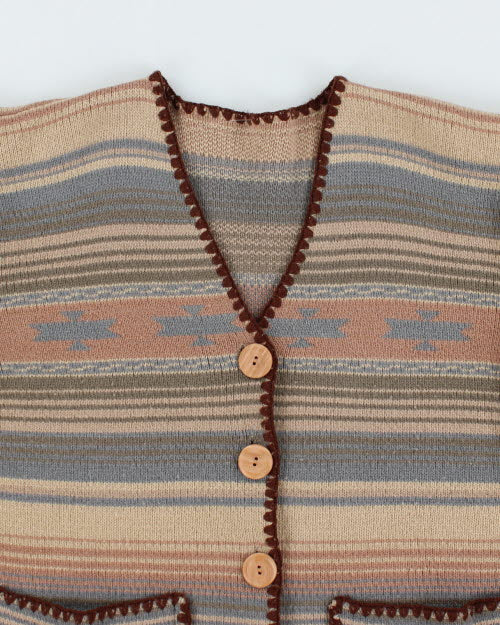 Vintage Stripe Knit Cardigan - L - Image 3