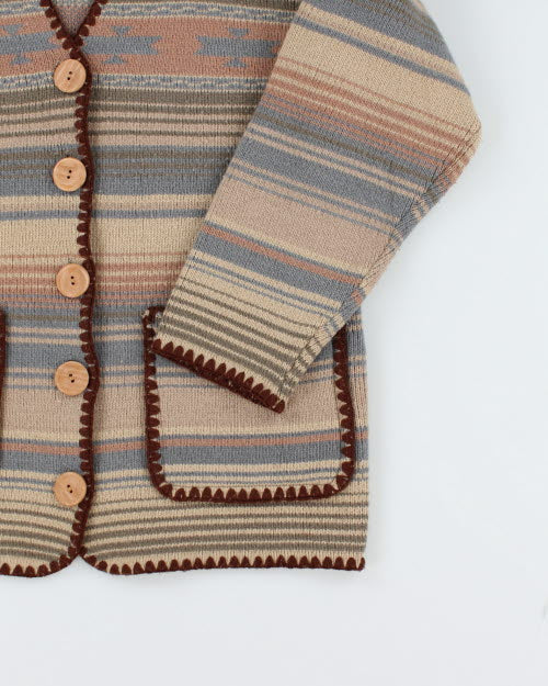 Vintage Stripe Knit Cardigan - L - Image 4