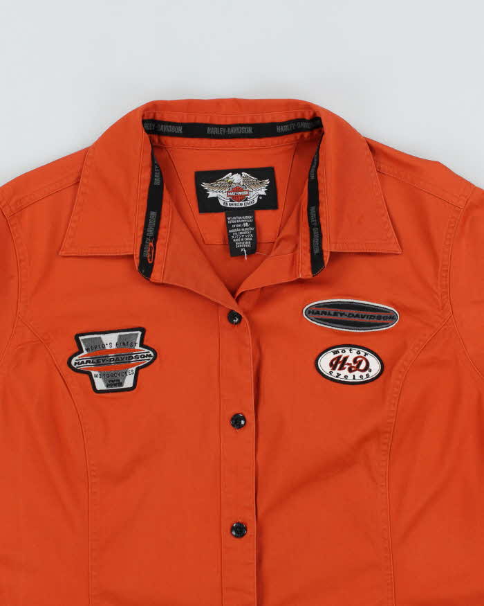 Vintage Y2k 00s Harley Davidson Orange Shirt - XL - Image 3