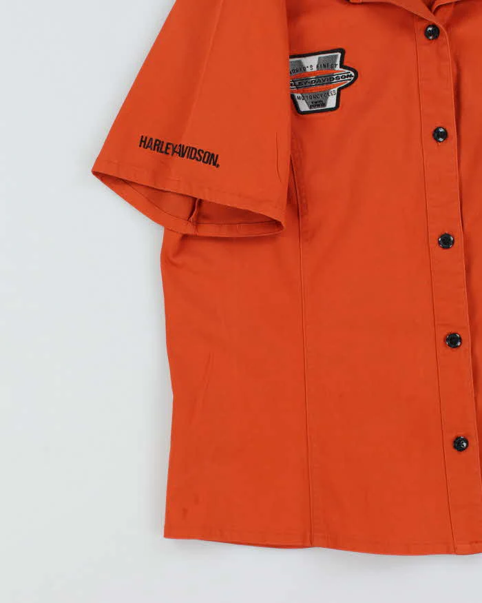 Vintage Y2k 00s Harley Davidson Orange Shirt - XL - Image 4