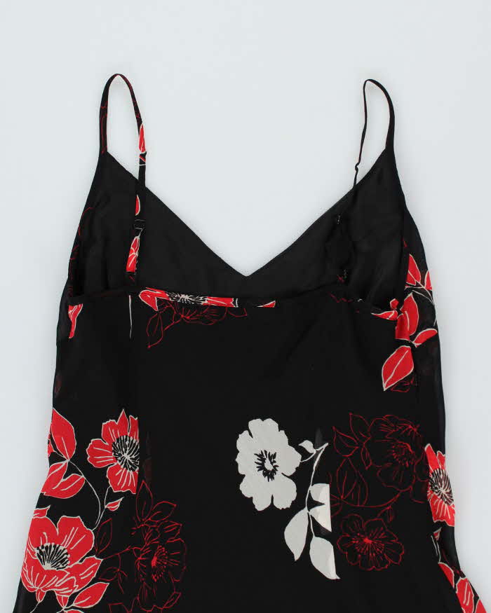 Y2k 00s Black & Red Floral Dress - M - Image 4