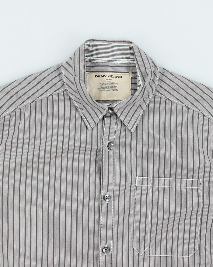 Y2k 00s DKNY Striped Long Sleeve Shirt - S - Image 3