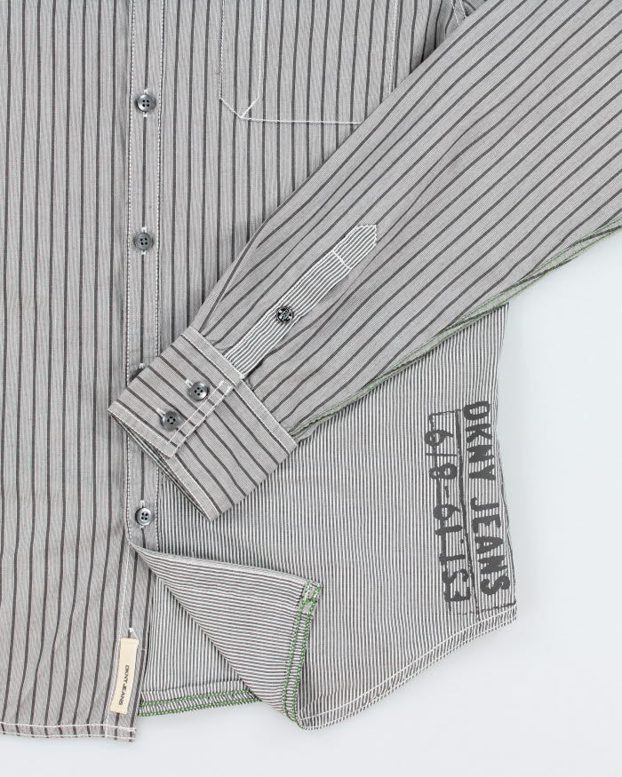 Y2k 00s DKNY Striped Long Sleeve Shirt - S - Image 4