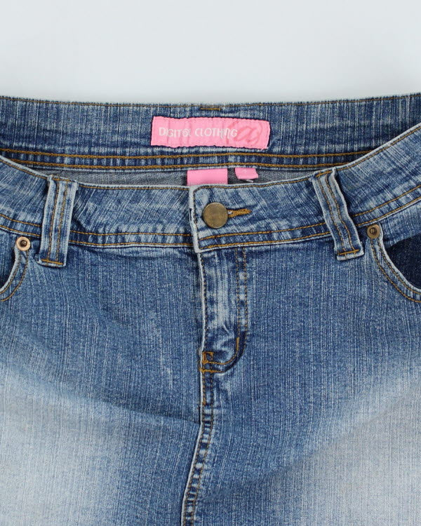 Y2k 00s Embroidered Rhinestone Denim Skirt - S - Image 3