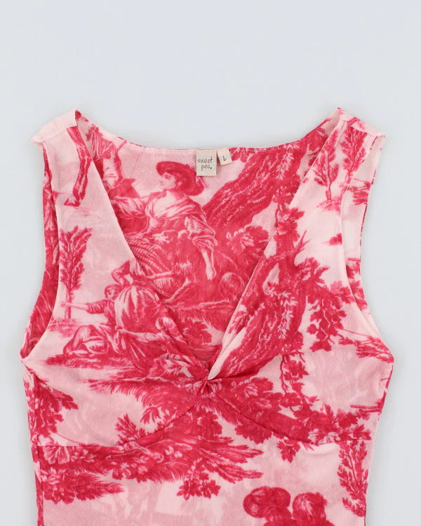 Y2k 00s Sweet Pea Mesh Top - L - Image 3